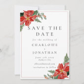 Save The Date Rustic Winter Poinsettia Red Christmas Wedding (Devant)