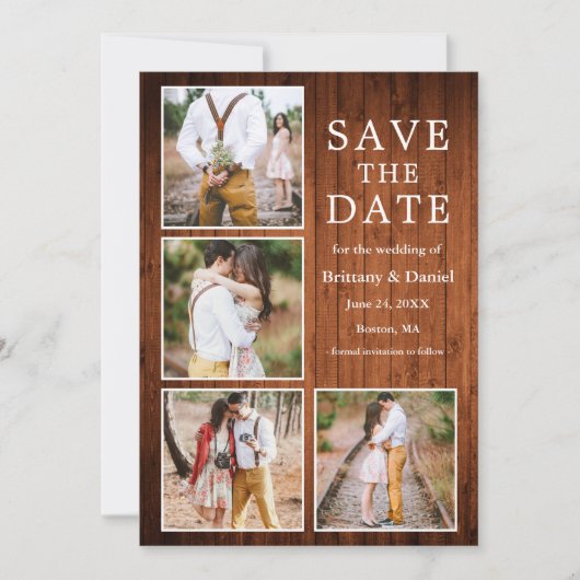 Save The Date Rustic Wood 4 Fiançailles photo (Devant)