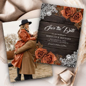 Save The Date Rustic Wood Dusty Terracotta Rose Photo Mariage