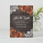 Save The Date Rustic Wood Dusty Terracotta Rose Photo Mariage (Debout devant)