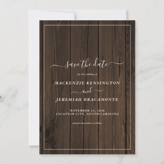 Save The Date Rustic Wood Eucalyptus Mariage Photo Enregistrer l (Dos)