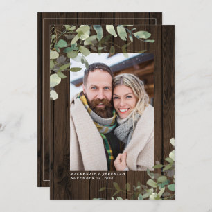 Save The Date Rustic Wood Eucalyptus Mariage Photo Enregistrer l