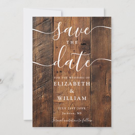 Save The Date Rustic Wood Grange Boho Chic Mariage (Devant)
