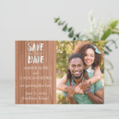 Save The Date Rustic Wood Photo Enregistrer la date (Debout devant)