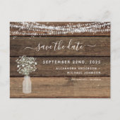 Save the Date Rustieke boerderij String Lights Aankondigingskaart (Voorkant)