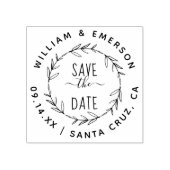 Save the date | Rustieke Hand getrokken krans brui Rubberstempel (Afrduk)