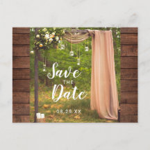 Save the Date Rustieke Houten Perzik Mason Jar Bru
