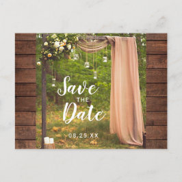 Save the Date Rustieke Houten Perzik Mason Jar Bru Aankondigingskaart