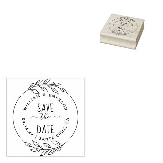 Save the date | Rustieke met de hand getekende len Rubberstempel (Gestempeld)