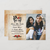 Save The Date Rustieke Schedels Foto Kaart Gotisch (Voorkant / Achterkant)