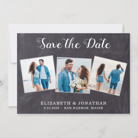 Save The Date Rustique 3 Photo Simple QR Code Tout en un Mariage (Devant)