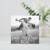 Save The Date Rustique Antler Graphic | Blanc Enregistrer la dat (Debout devant)