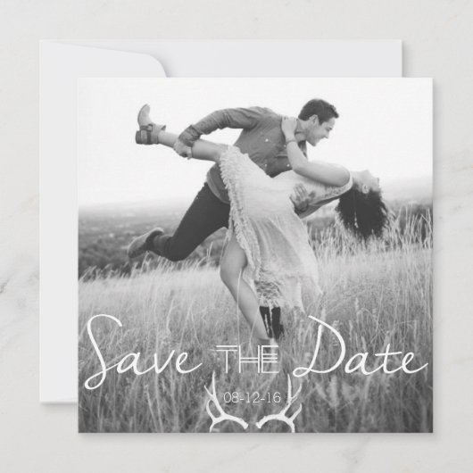 Save The Date Rustique Antler Graphic | Blanc Enregistrer la dat (Devant)
