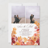 Save The Date Rustique automne floral 3 photos enregistrer la da (Devant)