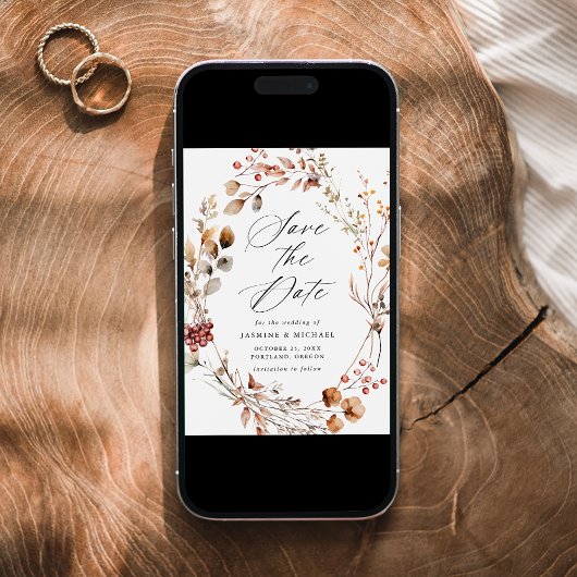 Save The Date Rustique Automne Floral Mariage