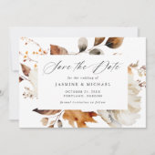Save The Date Rustique Automne Floral Mariage de calligraphie (Devant)