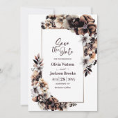 Save The Date Rustique Automne Floral Mariage Enregistrer la dat (Devant)