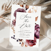 Save The Date Rustique Automne Marsala Floral Frame Mariage