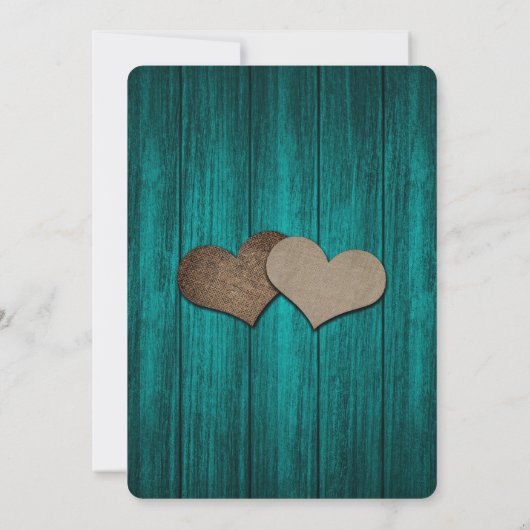 Save The Date Rustique Automne Mason Jar Wood Mariage Turquoise (Dos)