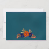 Save The Date Rustique Automne Orange Navy Bleu Floral Mariage (Dos)
