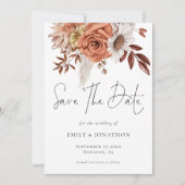 Save The Date Rustique Automne Terracotta Florals QR Code Mariag (Devant)