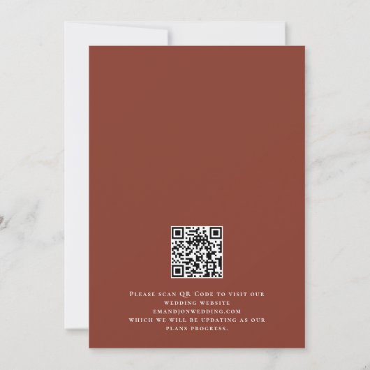 Save The Date Rustique Automne Terracotta Florals QR Code Mariag (Dos)