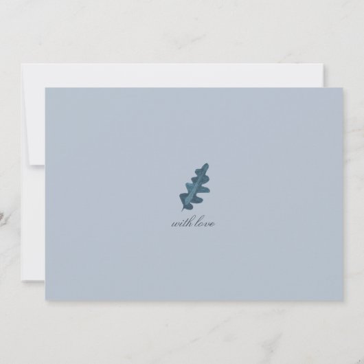 Save The Date Rustique bleu poussiéreux feuilles mariage de auto (Dos)