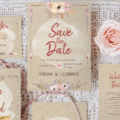 Save The Date Rustique Bohème Fleurs Mariage Kraft