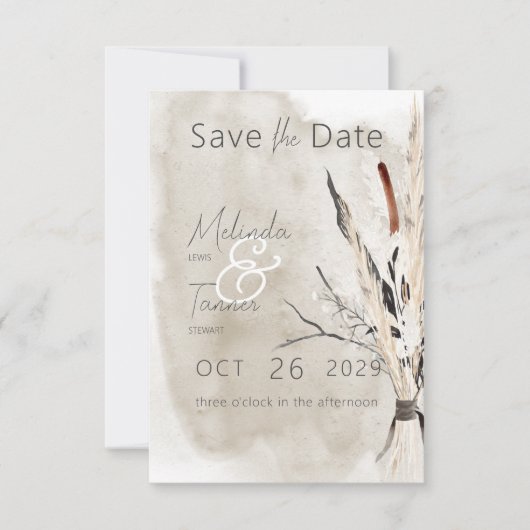Save The Date Rustique Boho Bouquet Mariage moderne (Devant)
