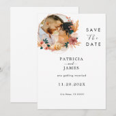 Save The Date Rustique Boho Fleur sauvage | Mariage personnalisé (Devant / Derrière)