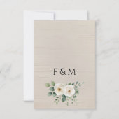 Save The Date Rustique Boho Floral Roses Blanches & Lin Beige (Dos)