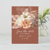 Save The Date Rustique Boho Floral Terracotta Mariage (Debout devant)
