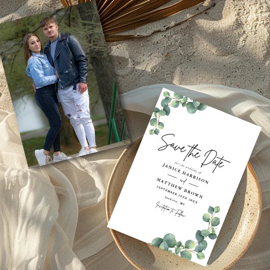 Save The Date Rustique Botanique Eucalyptus Mariage photo