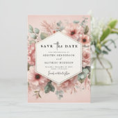 Save The Date Rustique Botanique rose Mariage Floral (Debout devant)