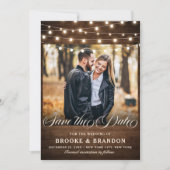 Save The Date Rustique Bourgogne Floral Lights Mason Jar (Devant)