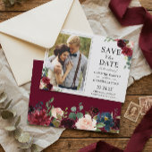Save The Date Rustique Bourgogne Rouge Floral Classic Mariage Ph