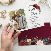 Save The Date Rustique Bourgogne Rouge Floral Classic Mariage Ph