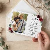 Save The Date Rustique Bourgogne Rouge Floral Classic Mariage Ph