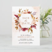 Save The Date Rustique Bourgogne Terracotta Mariage Floral (Debout devant)