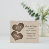 Save The Date Rustique Burlap Coeurs Mariage Enregistrer La Date (Debout devant)