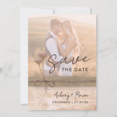 Save The Date Rustique Burlap Eco Bois Blush Fleur sauvage Boho  (Devant)