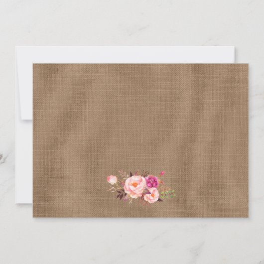 Save The Date Rustique Burlap rose dentelle florale Enregistrer  (Dos)