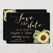 Save The Date Rustique Chic Black, Tournesols Enregistrer La Dat (Devant / Derrière)