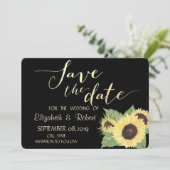 Save The Date Rustique Chic Black, Tournesols Enregistrer La Dat (Debout devant)