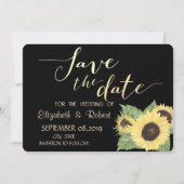 Save The Date Rustique Chic Black, Tournesols Enregistrer La Dat (Devant)