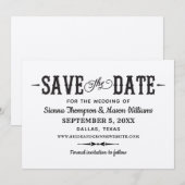 Save The Date Rustique Chic noir Script Kraft Mariage papier (Devant / Derrière)