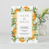 Save The Date Rustique Citron Orange Photo Mariage (Debout devant)
