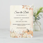 Save The Date Rustique Citrouilles et fleurs d'automne (Debout devant)