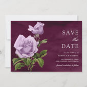 Save The Date Rustique Dusty violet Rose Floral Plum Mariage (Devant)