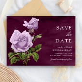 Save The Date Rustique Dusty violet Rose Floral Plum Mariage